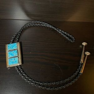 Sterling Silver bolo w/ Kingman Turquoise and sterling silver tips - Tommy Lowe